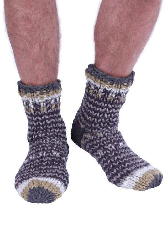 Pachamama Mens Santiago Sofa Socks, Hand Knitted, 100% Wool, Fair Trade Sourced Condition: New with tags