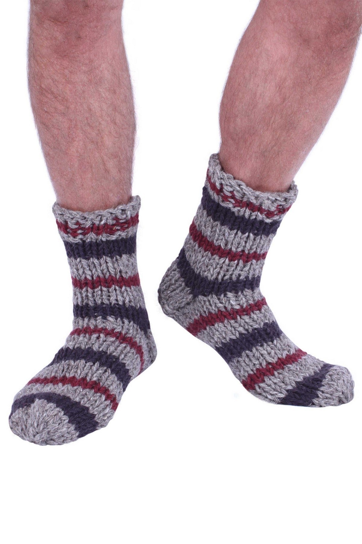 Pachamama Mens Shoreditch Sofa Socks, Hand Knitted 100% Wool, Fair Trade Sourced