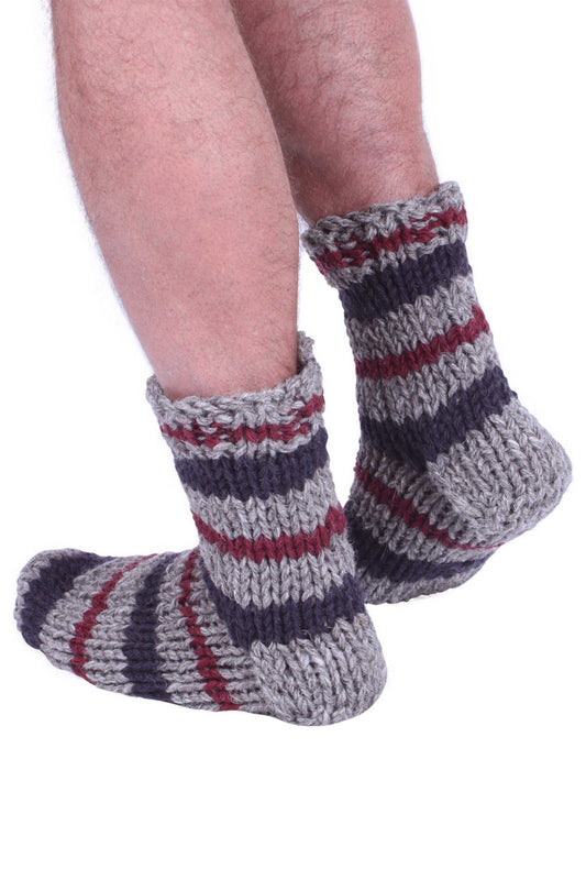 Pachamama Mens Shoreditch Sofa Socks, Hand Knitted 100% Wool, Fair Trade Sourced