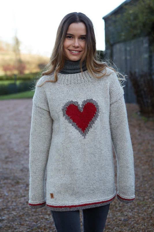 Pachamama Heart Sweater, 100% Wool, Hand Knitted, Fair Trade Sourced