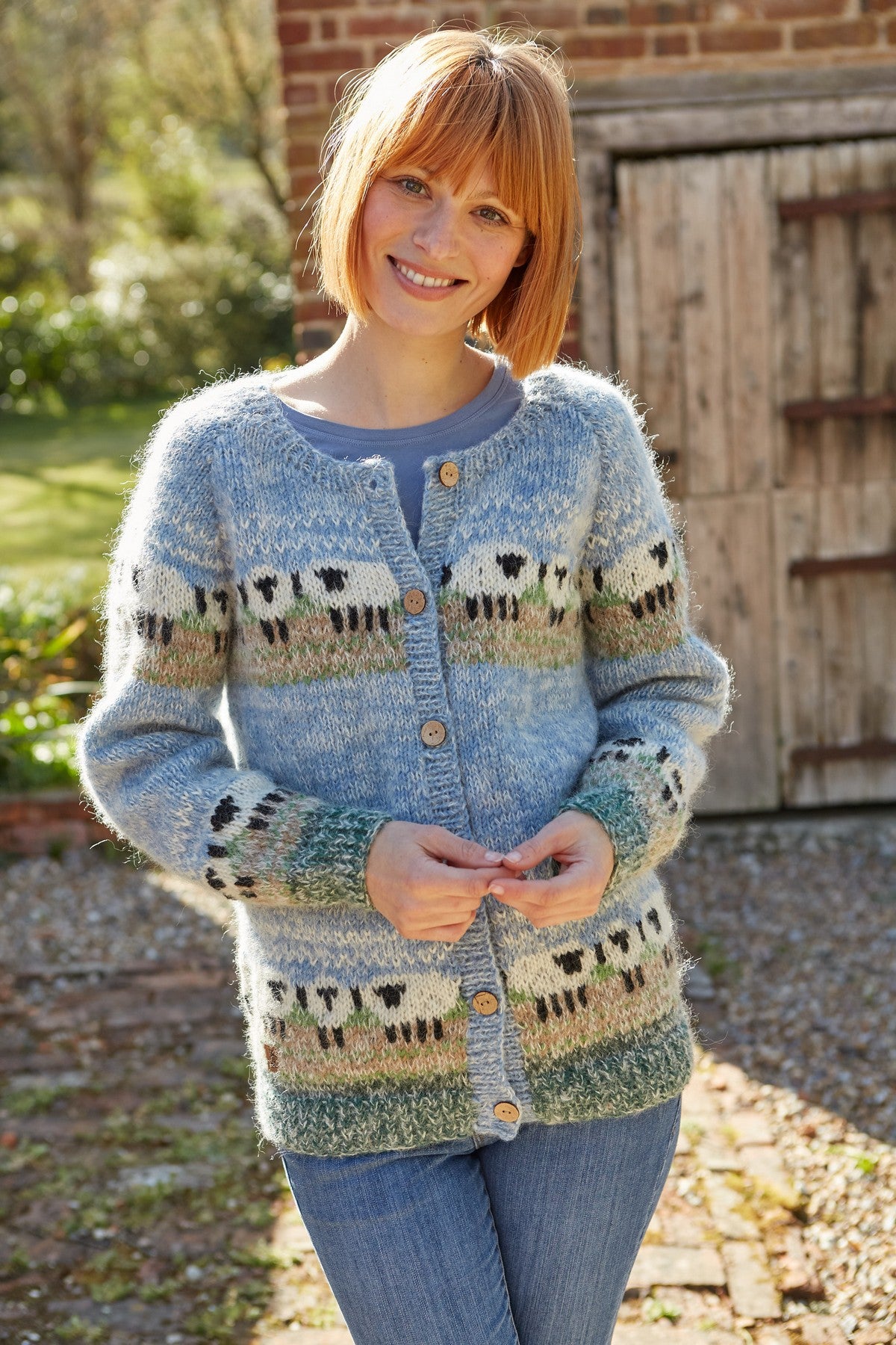 Pachamama Hazy Sheep Cardigan, Hand Knitted, Fair Trade, Wool and Mohair Blend