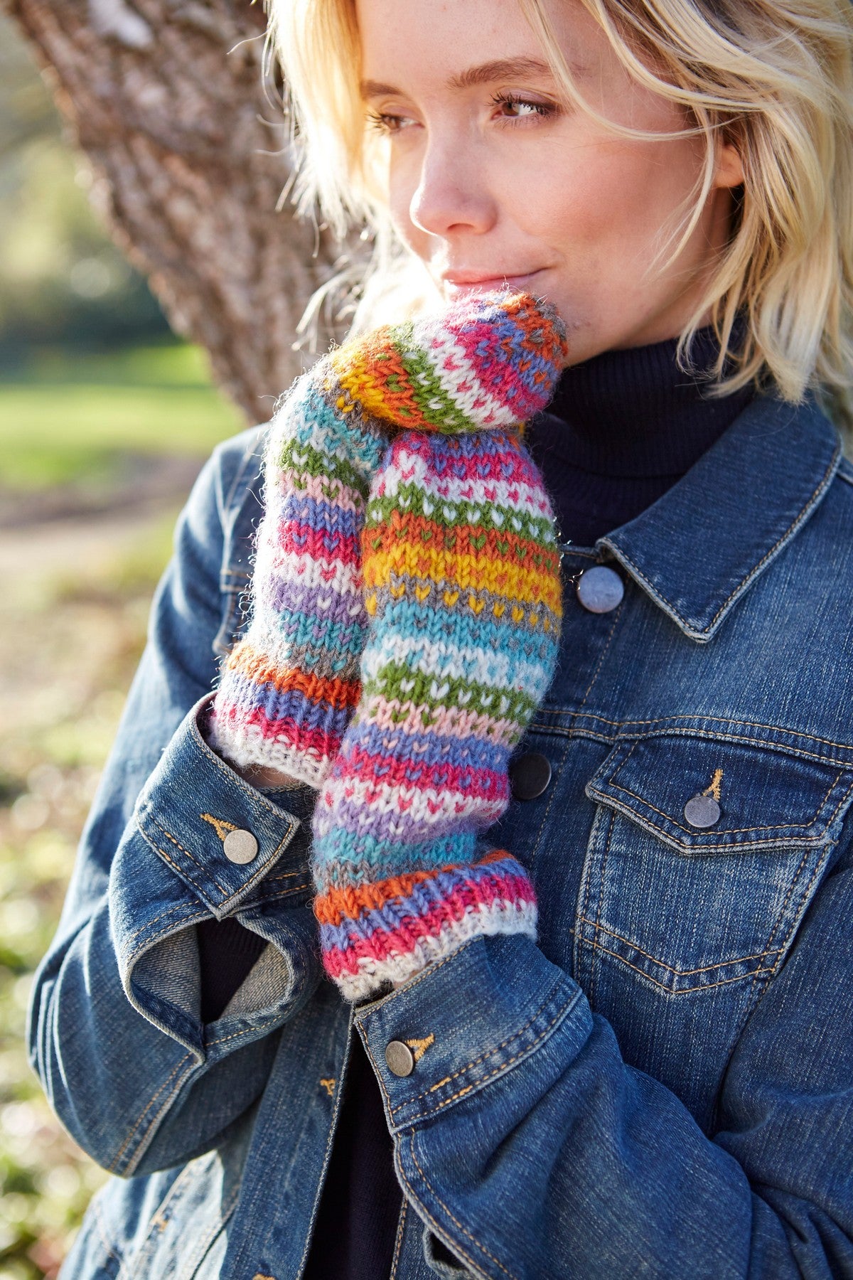 Pachamama Villarica Lined Mitts, Hand Knitted, Sherpa Fleece Lined, Wool