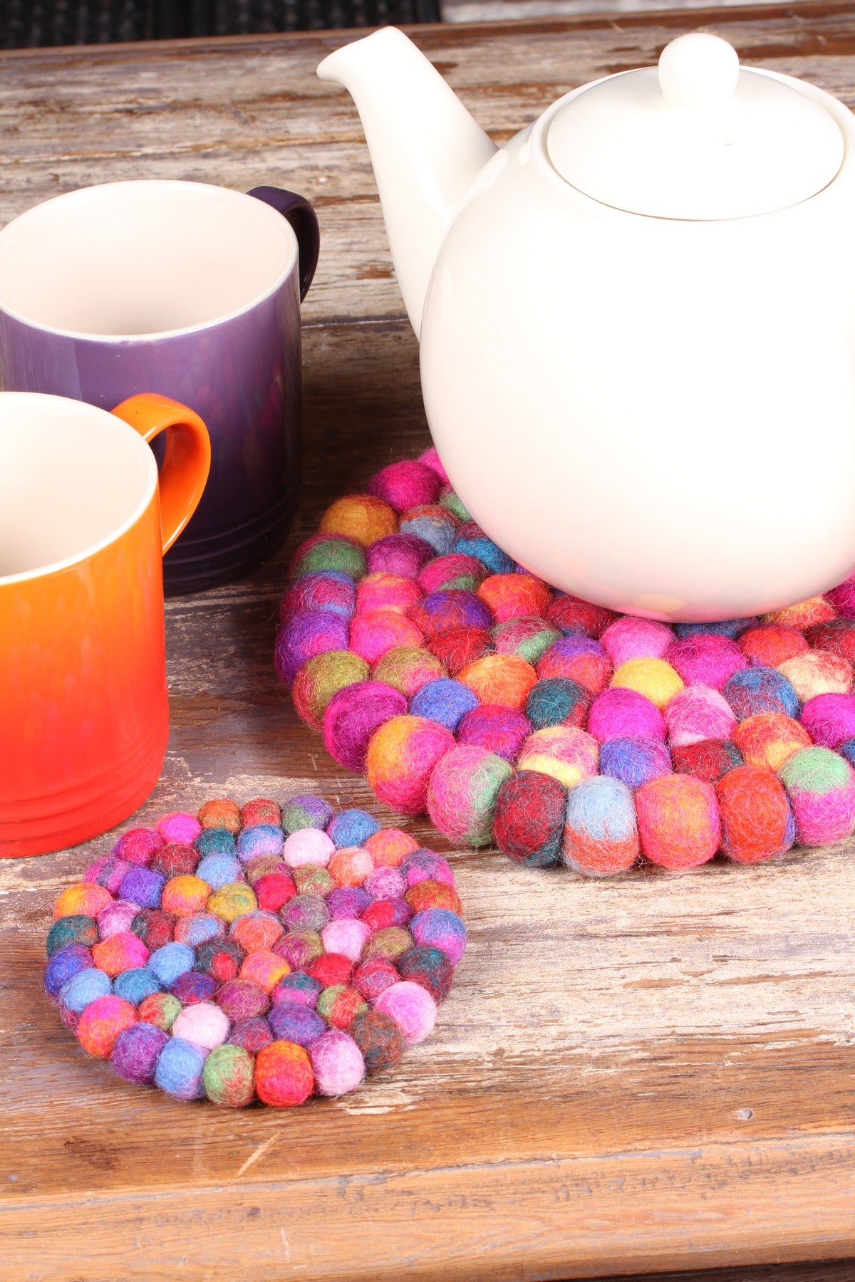 Pachamama Woodstock Pebble Coaster Set, Hand Made