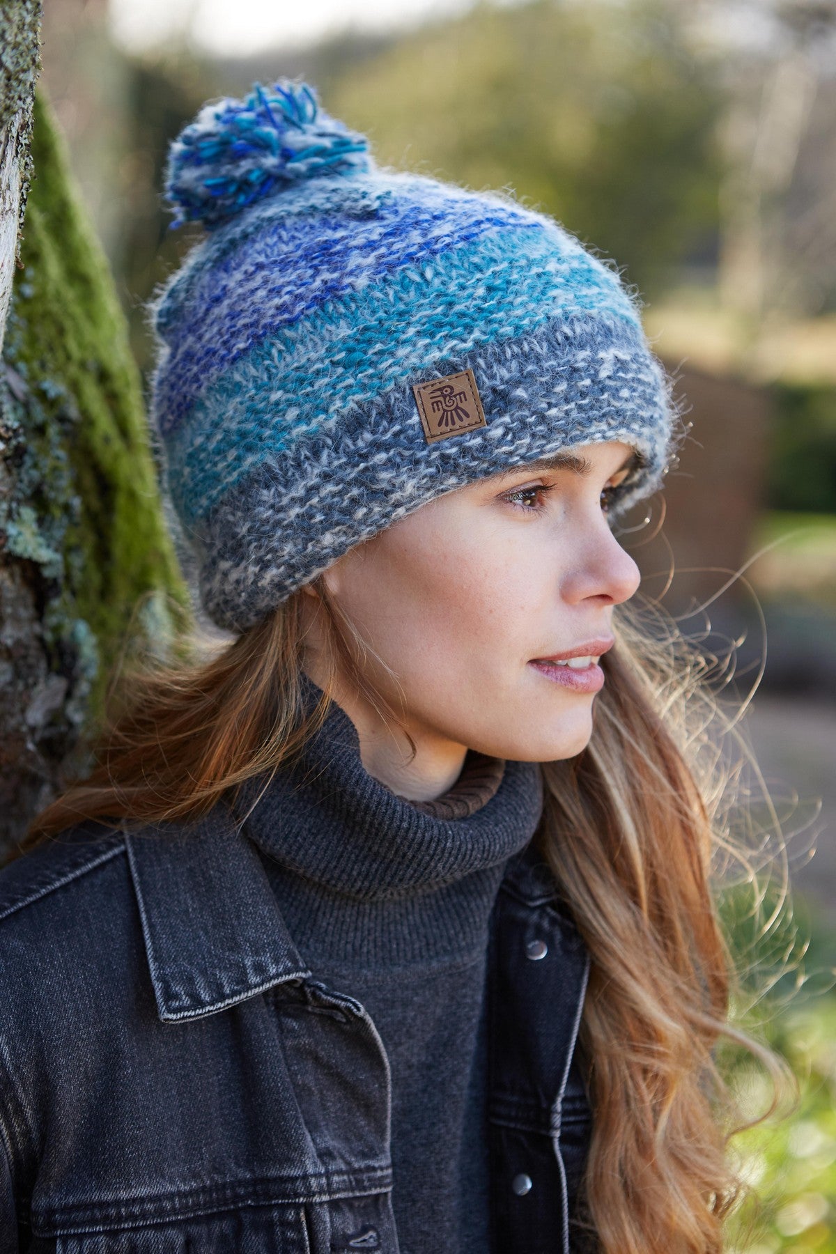 Pachamama Sierra Nevada Bobble Beanie, Hand Knitted, Lined, Wool & Mohair Blend