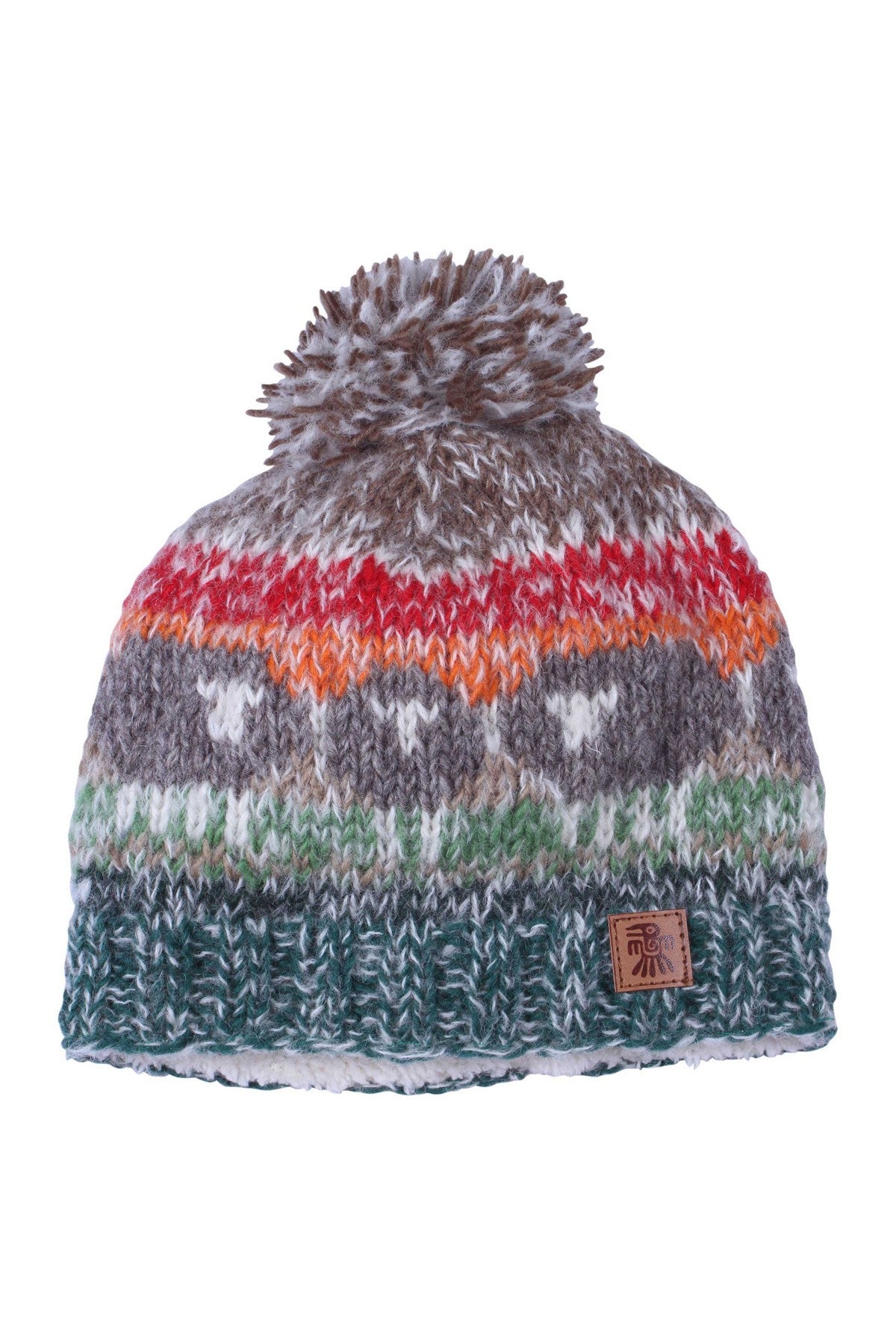 Pachamama Hazy Herdwick Bobble Beanie, Hand Knitted, Lined, Wool and Mohair Blend