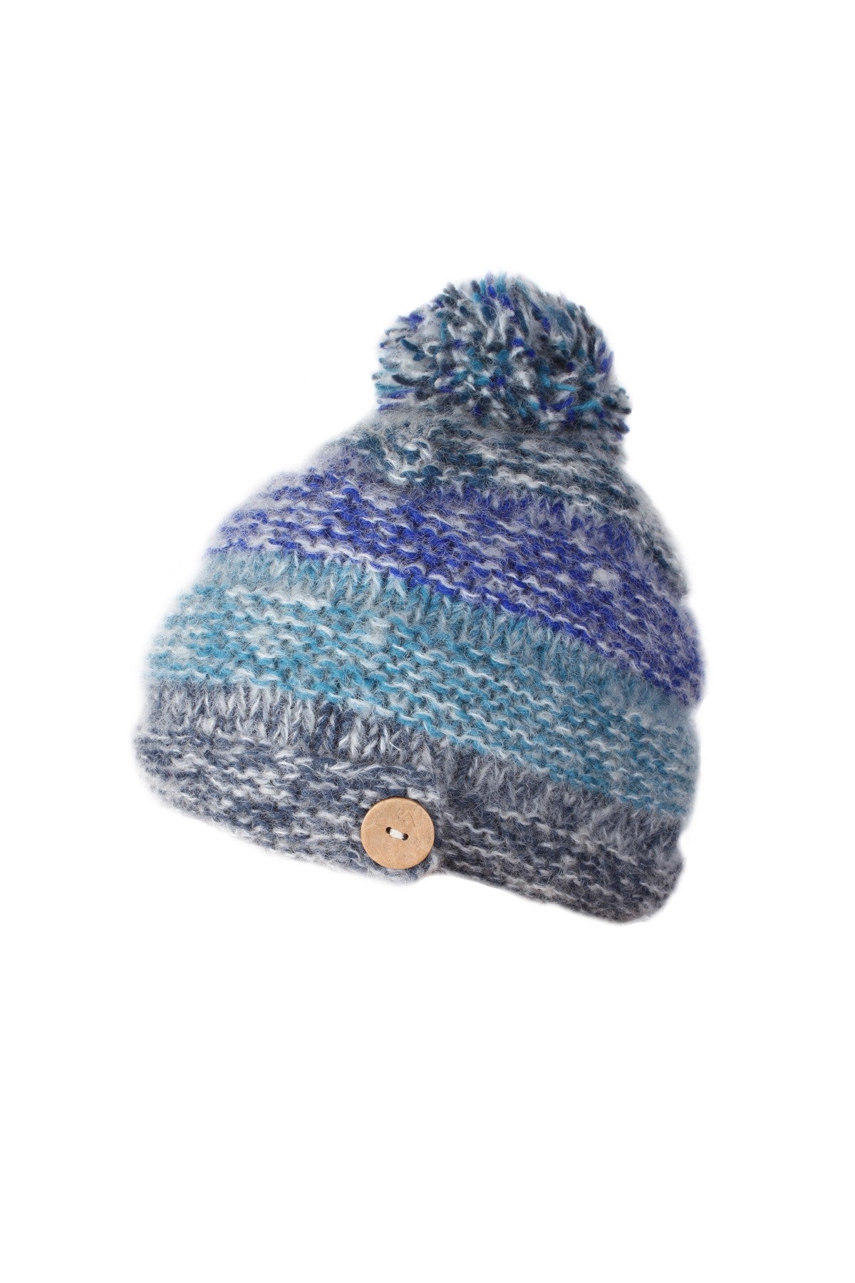 Pachamama Sierra Nevada Bobble Beanie, Hand Knitted, Lined, Wool & Mohair Blend