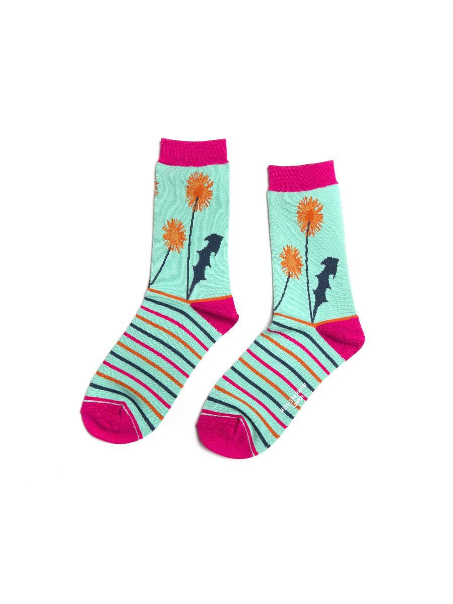 Miss Sparrow Bamboo Socks, Dandelion, Polka Dot & Chevron, Navy Sheep