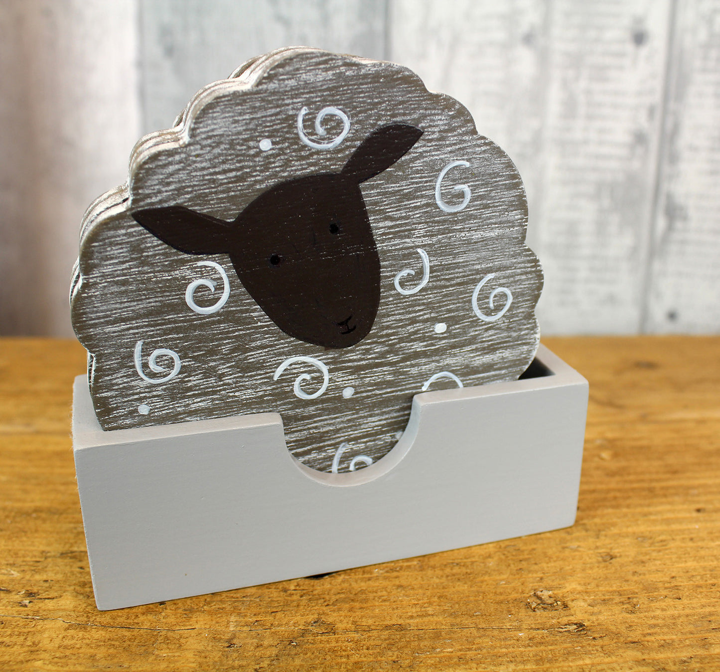 Sheep Coaster Set with 4 Coasters and Stand