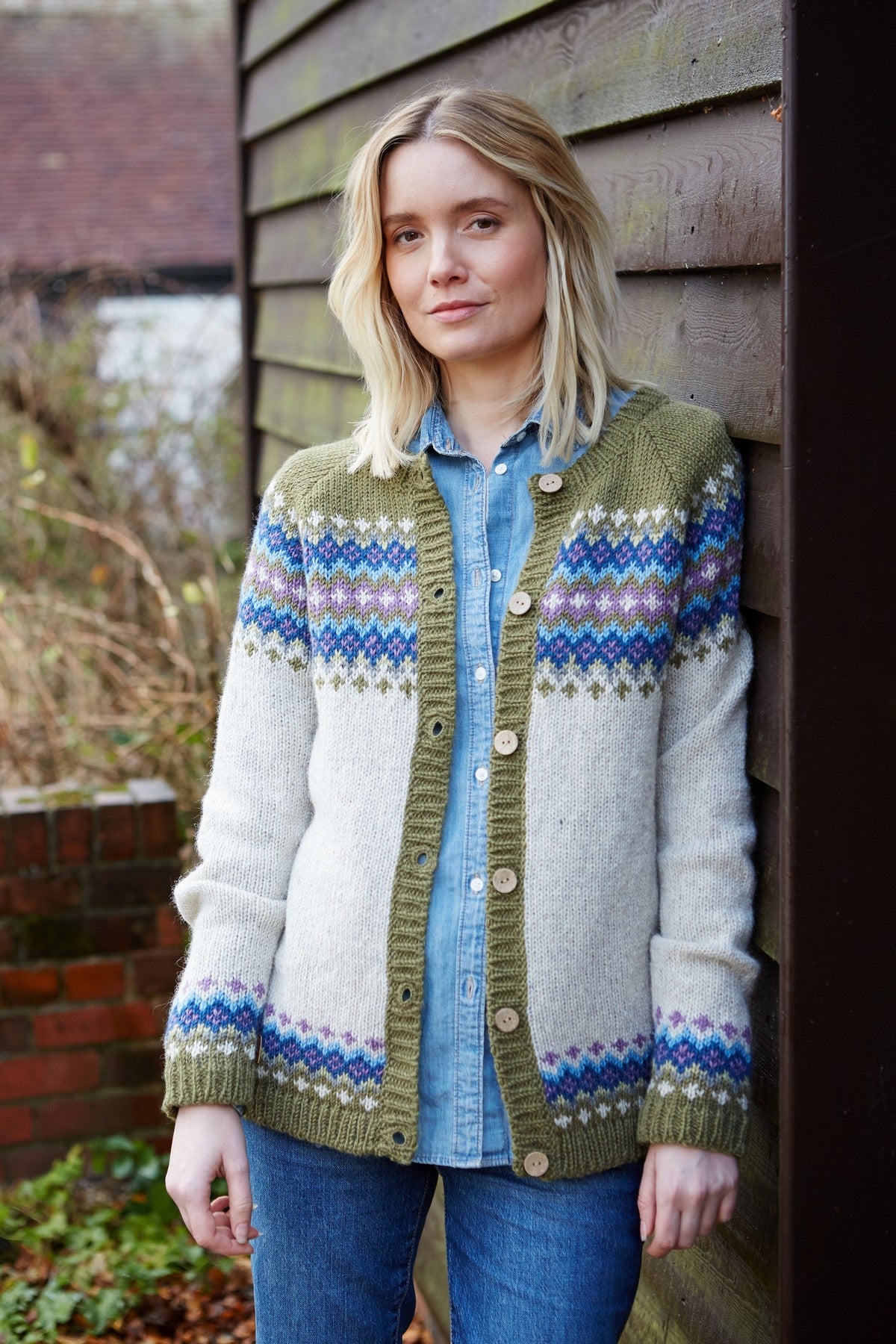 Pachamama Elgin Cardigan in Olive Hand Knitted Fair Trade Sourced