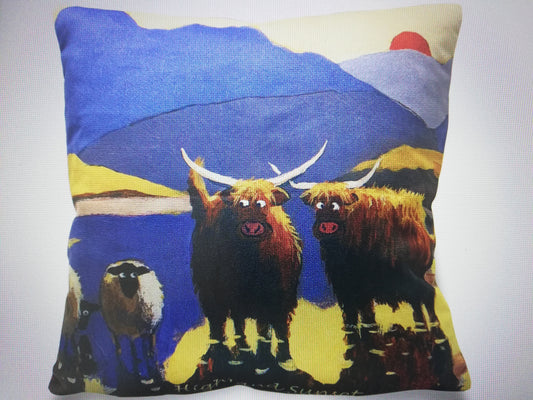 Thomas Joseph Highland Sunset Cushion Cover, Faux Suede, 45cm x 45cm Made in UK