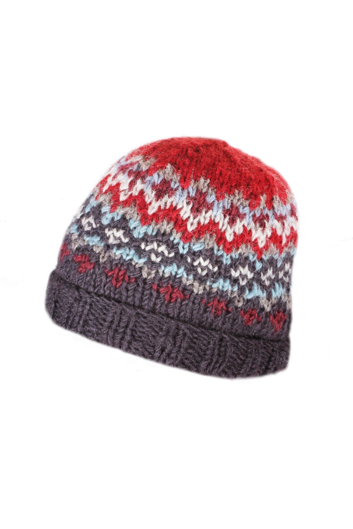 Pachamama Mens Clifden Beanie, Hand Knitted, 100% Wool , Fair Trade Sourced, Red