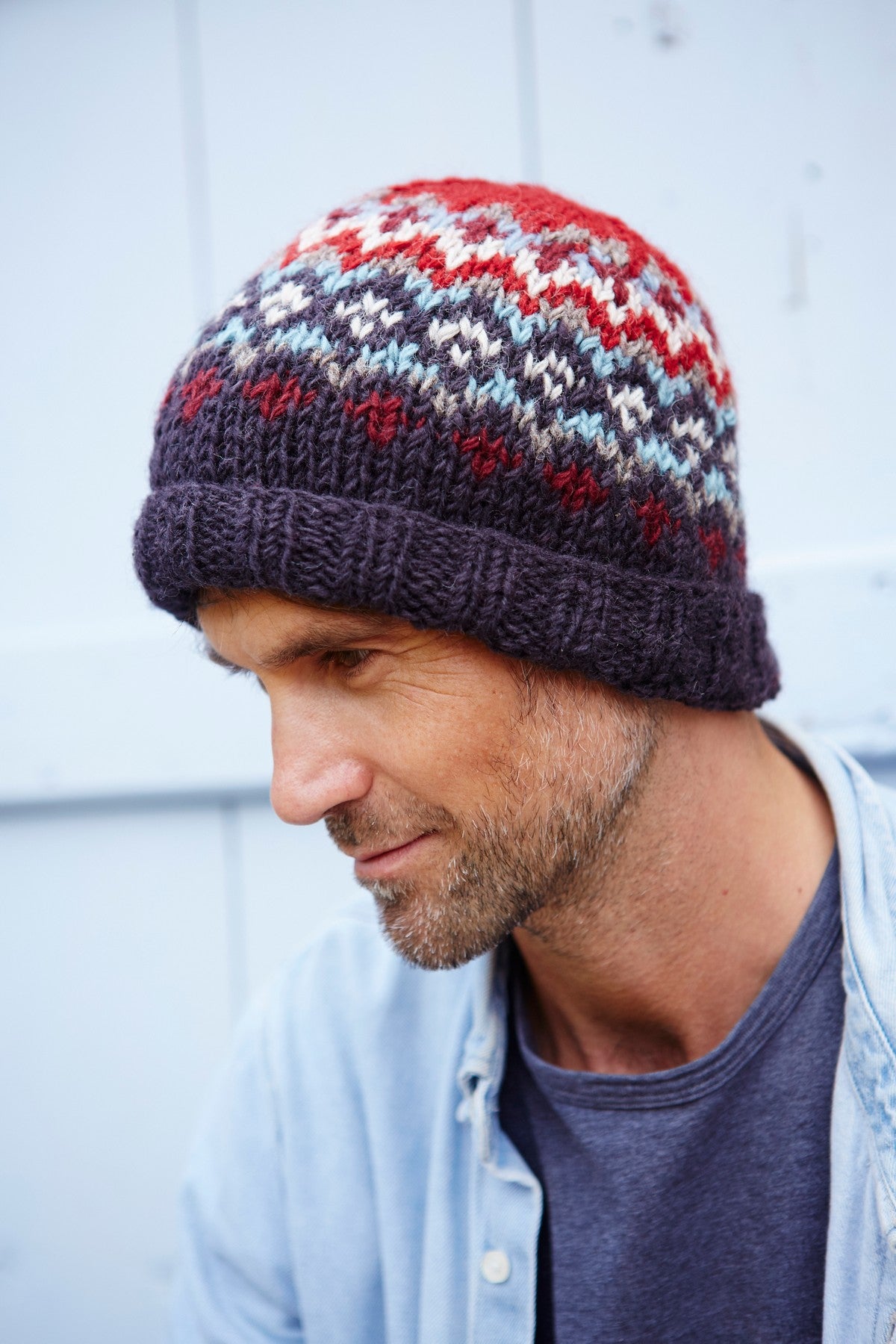 Pachamama Mens Clifden Beanie, Hand Knitted, 100% Wool , Fair Trade Sourced, Red