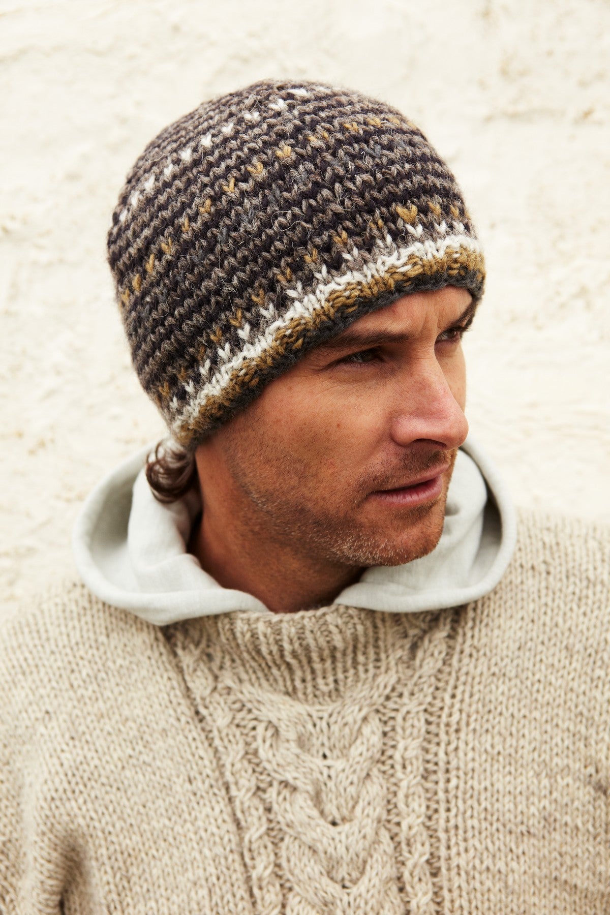 Pachamama Mens Santiago Beanie, Hand Knitted, 100% Wool , Fair Trade Sourced