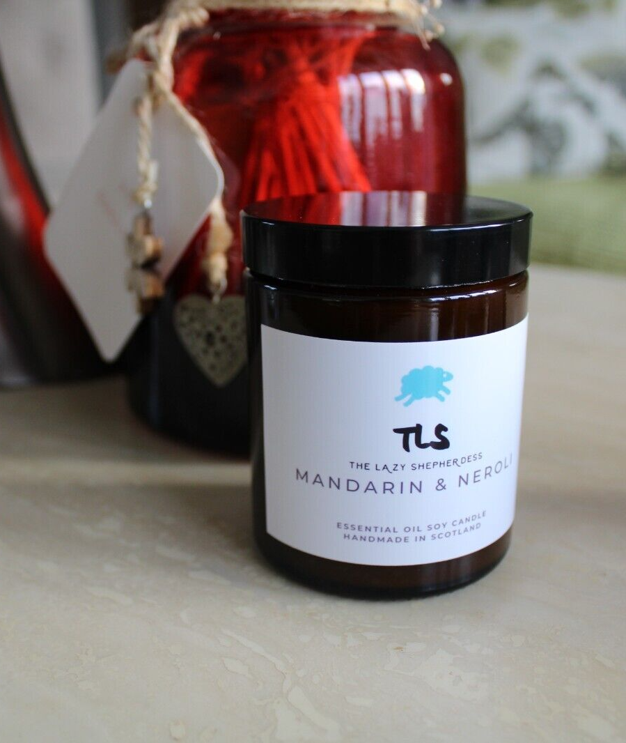 The Lazy Shepherdess Mandarin & Neroli Soy Wax Candle, 180ml, Handmade