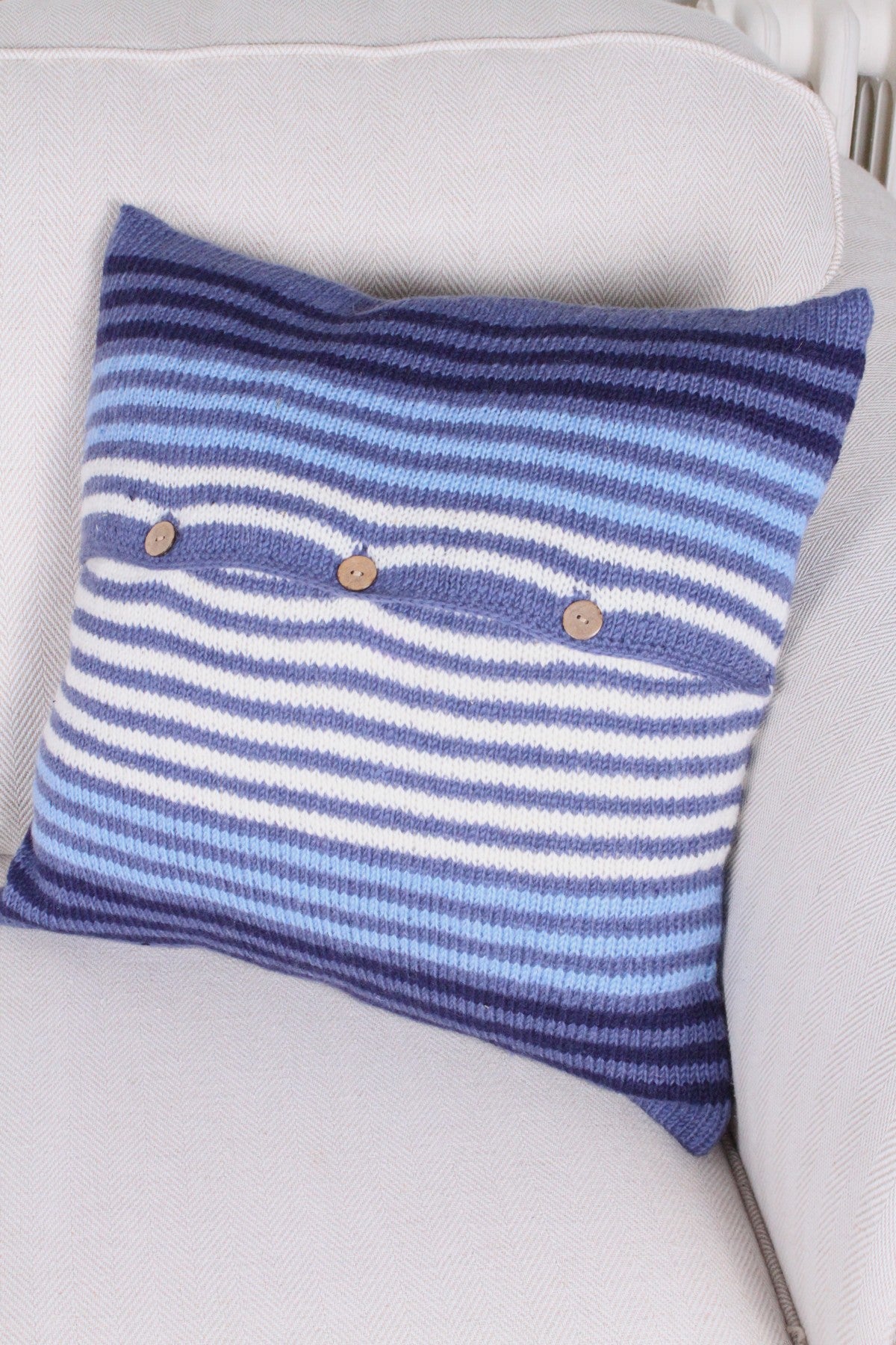 Pachamama Seagull Hand Knitted Cushion Cover And Insert Cushion, 100% Wool Outer