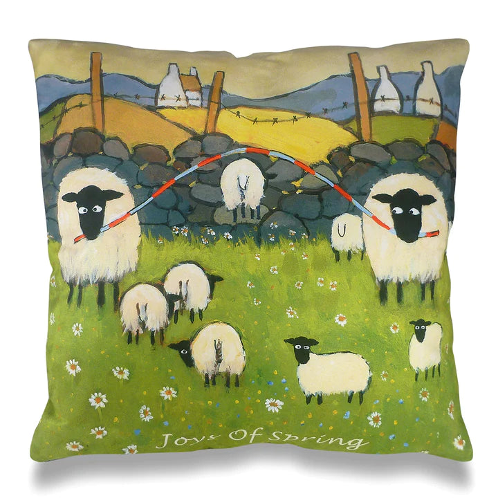 Thomas Joseph Joys of Spring Cushion Cover in Faux Suede, 45cm x 45cm Made in UK