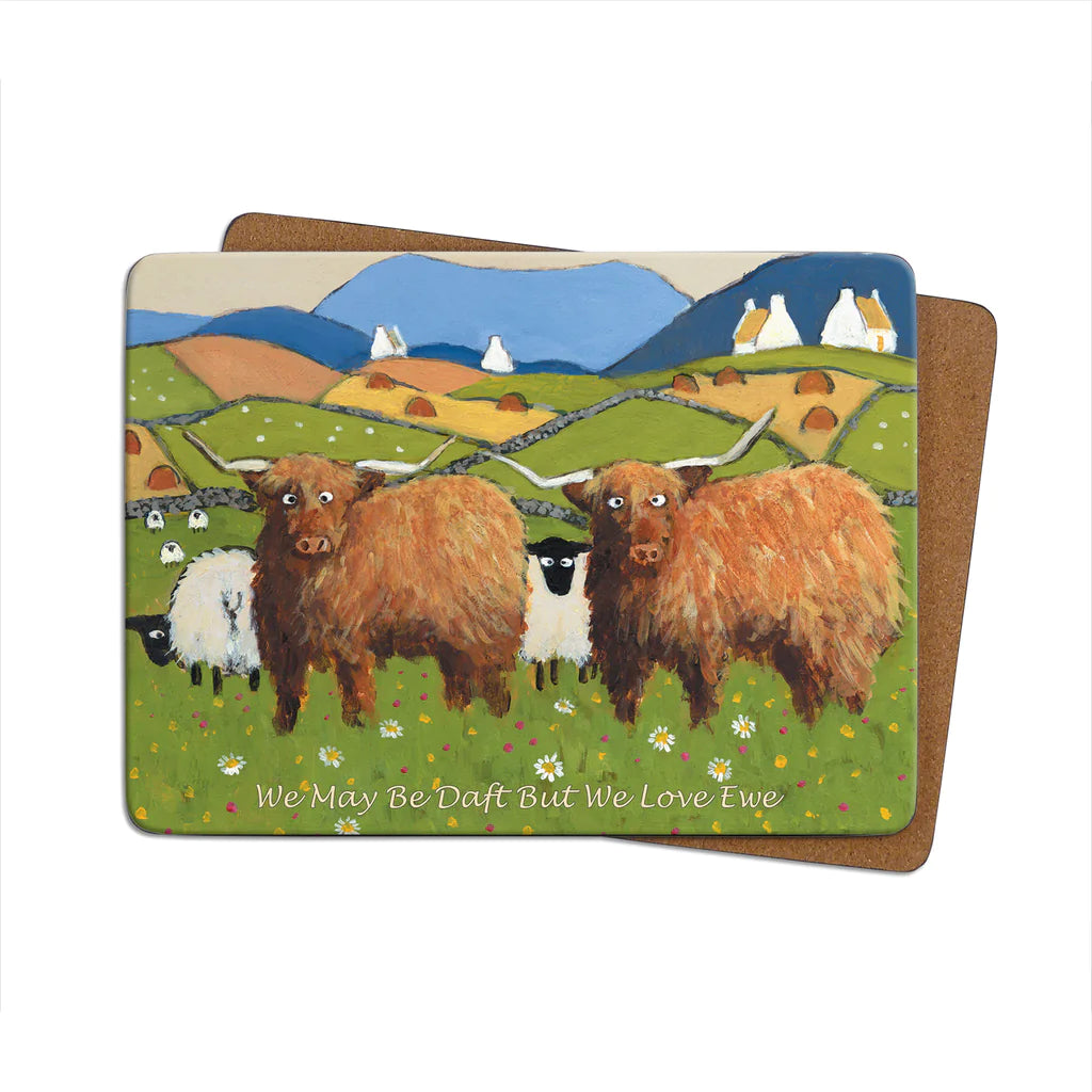 Thomas Joseph We May Be Daft But We Love Ewe Single Table Mat, Cork Backed